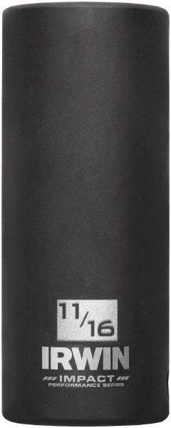 Irwin - 3/8" Drive 11/16" Deep Thin Wall Impact Socket - 6 Points, 2-1/2" OAL - Americas Industrial Supply