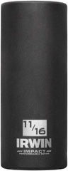 Irwin - 3/8" Drive 11/16" Deep Thin Wall Impact Socket - 6 Points, 2-1/2" OAL - Americas Industrial Supply