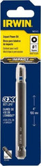 Irwin - #1" Square Size Square Recess Bit - 1/4" Hex Drive, 4" OAL - Americas Industrial Supply