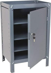 Value Collection - 3 Shelf Combination Storage Cabinet & Work Table - Gray, 21" Wide x 34" High - Americas Industrial Supply