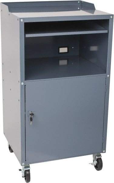 Value Collection - 200 Lb Capacity, 1 Drawer Mobile Computer Stand - 27" Wide x 24" Deep x 49-1/4" High, Steel, Gray - Americas Industrial Supply