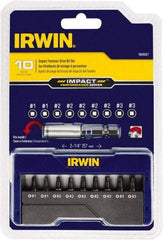 Irwin - 10 Piece, Screwdriver Insert Bit Set - #1 to #3 Square Recess - Americas Industrial Supply