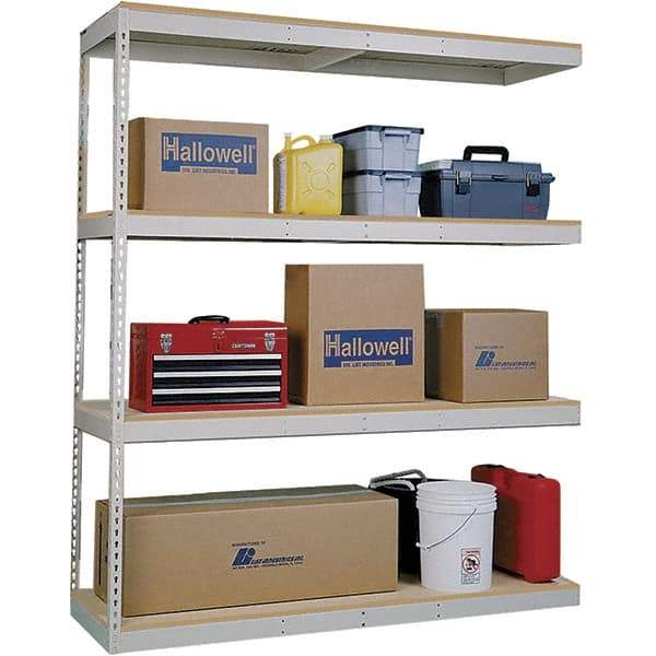 Hallowell - 4 Shelf Add-On Open Steel Shelving - 600 Lb Capacity, 60" Wide x 84" High x 18" Deep, Tan - Americas Industrial Supply