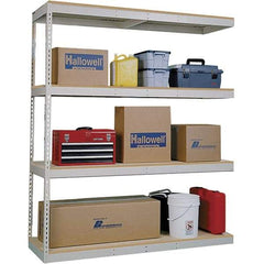 Hallowell - 4 Shelf Add-On Open Steel Shelving - 2 Lb Capacity, 60" Wide x 84" High x 30" Deep, Tan - Americas Industrial Supply