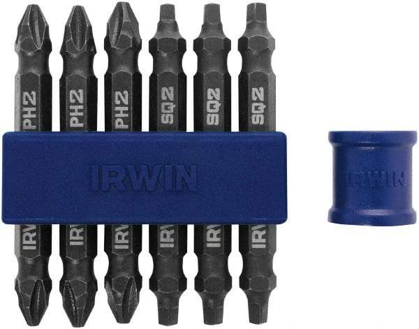 Irwin - 7 Piece, Phillips, Square Handle, Double End Bit Set - No. 2 Phillips - Americas Industrial Supply