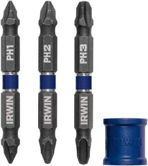 Irwin - 4 Piece, Phillips Handle, Double End Bit Set - No. 1 to No. 3 Phillips - Americas Industrial Supply