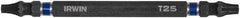 Irwin - T20 x T25 D/E Torx Screwdriver Bit - 1/4" Hex Drive, 4" OAL - Americas Industrial Supply