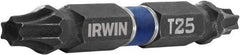 Irwin - T25 x T25 Torx Bit - 1/4" Hex Drive, 2-3/8" OAL - Americas Industrial Supply