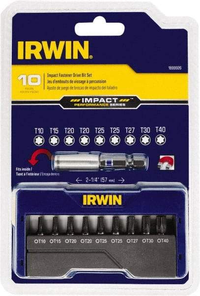 Irwin - 10 Piece, Screwdriver Insert Bit Set - T10 to T40 Torx - Americas Industrial Supply