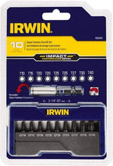Irwin - 10 Piece, Screwdriver Insert Bit Set - T10 to T40 Torx - Americas Industrial Supply