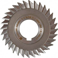 Keo - 3" Blade Diam x 5/32" Blade Thickness, 1" Hole, 32 Teeth, High Speed Steel Side Chip Saw - Straight Tooth, Arbor Connection, Right Hand Cut, Uncoated, with Keyway - Americas Industrial Supply