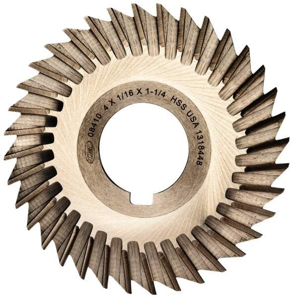 Keo - 4" Blade Diam x 1/16" Blade Thickness, 1-1/4" Hole, 36 Teeth, High Speed Steel Side Chip Saw - Straight Tooth, Arbor Connection, Right Hand Cut, Uncoated, with Keyway - Americas Industrial Supply