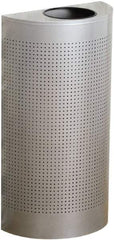 Rubbermaid - 12 Gal Silver Half-Round Decorative Waste Receptacle With Top - Steel, 32" High x 18" Wide - Americas Industrial Supply