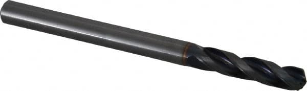 OSG - 15/64" 140° Spiral Flute Solid Carbide Screw Machine Drill Bit - WD1 Finish, Right Hand Cut, 30mm Flute Length, 82mm OAL, Split Point, Straight Shank, Through Coolant - Americas Industrial Supply