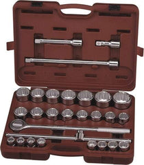 Paramount - 28 Piece 3/4" Drive Chrome Finish Socket Set - 12 Points, 3/4" to 1-11/16" Range, Inch Measurement Standard - Americas Industrial Supply