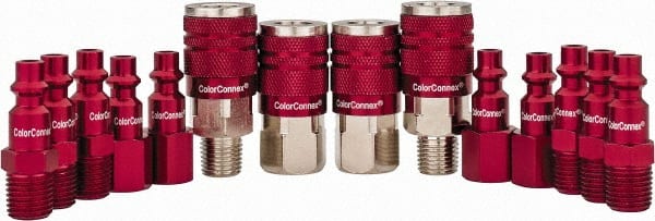 Legacy - 14 Piece 1/4" Body 1/4 NPT 300 psi Steel/Aluminum Industrial Pneumatic Coupling Plug Set - Americas Industrial Supply