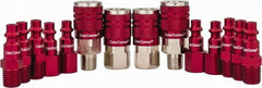 Legacy - 14 Piece 1/4" Body 1/4 NPT 300 psi Steel/Aluminum Industrial Pneumatic Coupling Plug Set - Americas Industrial Supply