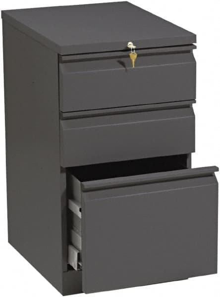 Hon - 15" Wide x 28" High x 19-7/8" Deep, 3 Drawer Pedestal - Steel, Charcoal - Americas Industrial Supply