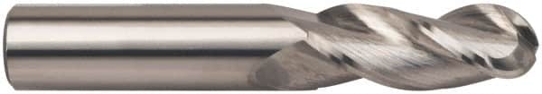 Accupro - 5/8" Diam, 1-5/8" LOC, 3 Flute Solid Carbide Ball End Mill - Uncoated, Single End, 3-1/2" OAL, 5/8" Shank Diam, Spiral Flute - Americas Industrial Supply