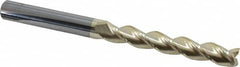 Accupro - 1/2", 3-1/4" LOC, 1/2" Shank Diam, 6" OAL, 3 Flute, Solid Carbide Square End Mill - Single End, ZrN Finish, Spiral Flute, 37° Helix, Centercutting, Right Hand Cut, Right Hand Flute - Americas Industrial Supply