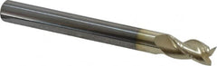Accupro - 1/4", 3/8" LOC, 1/4" Shank Diam, 2-1/2" OAL, 3 Flute, Solid Carbide Square End Mill - Single End, ZrN Finish, Spiral Flute, 37° Helix, Centercutting, Right Hand Cut, Right Hand Flute - Americas Industrial Supply