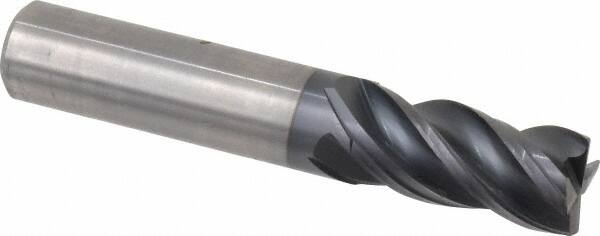 Kennametal - 4 Flute Solid Carbide Roughing & Finishing Corner Chamfer End Mill - AlTiN Finish, Straight Shank, 38° Helix, Centercutting - Americas Industrial Supply