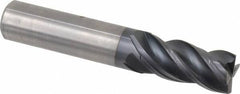 Kennametal - 4 Flute Solid Carbide Roughing & Finishing Corner Chamfer End Mill - AlTiN Finish, Straight Shank, 38° Helix, Centercutting - Americas Industrial Supply