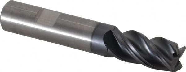 Kennametal - 4 Flute Solid Carbide Roughing & Finishing Corner Chamfer End Mill - AlTiN Finish, Weldon Shank, 38° Helix, Centercutting - Americas Industrial Supply