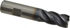 Kennametal - 4 Flute Solid Carbide Roughing & Finishing Corner Chamfer End Mill - AlTiN Finish, Weldon Shank, 38° Helix, Centercutting - Americas Industrial Supply