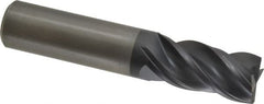 Kennametal - 4 Flute Solid Carbide Roughing & Finishing Corner Chamfer End Mill - AlTiN Finish, Straight Shank, 38° Helix, Centercutting - Americas Industrial Supply