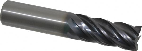 Kennametal - 3/4", 1-1/2" LOC, 3/4" Shank Diam, 4" OAL, 5 Flute, Solid Carbide Square End Mill - Single End, AlTiN Finish, Spiral Flute, 30° Helix, Right Hand Cut, Right Hand Flute, Series UCDE - Americas Industrial Supply