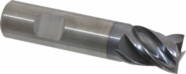 Kennametal - 3/4", 7/8" LOC, 3/4" Shank Diam, 3-1/2" OAL, 4 Flute, Solid Carbide Square End Mill - Single End, AlTiN Finish, Spiral Flute, 38° Helix, Centercutting, Right Hand Cut, Right Hand Flute, Series HPHV - Americas Industrial Supply
