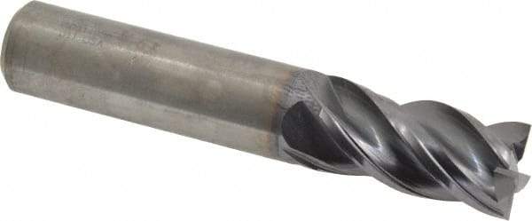 Kennametal - 5/8", 1-1/4" LOC, 5/8" Shank Diam, 3-1/2" OAL, 4 Flute, Solid Carbide Square End Mill - Single End, AlTiN Finish, Spiral Flute, 38° Helix, Centercutting, Right Hand Cut, Right Hand Flute, Series HPHV - Americas Industrial Supply