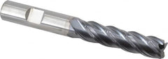 Kennametal - 1/2", 2" LOC, 1/2" Shank Diam, 4" OAL, 4 Flute, Solid Carbide Square End Mill - Single End, AlTiN Finish, Spiral Flute, 38° Helix, Centercutting, Right Hand Cut, Right Hand Flute, Series HPHV - Americas Industrial Supply