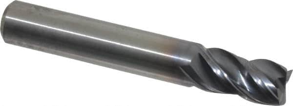 Kennametal - 5/16", 1/2" LOC, 5/16" Shank Diam, 2" OAL, 4 Flute, Solid Carbide Square End Mill - Single End, AlTiN Finish, Spiral Flute, 38° Helix, Centercutting, Right Hand Cut, Right Hand Flute, Series HPHV - Americas Industrial Supply