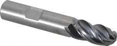 Kennametal - 1/2" Diam, 1" LOC, 4 Flute Solid Carbide Ball End Mill - AlTiN Finish, Single End, 3" OAL, 1/2" Shank Diam, Spiral Flute - Americas Industrial Supply