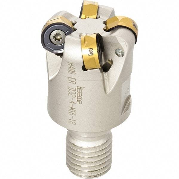 Iscar - 32mm Cut Diam, 7.5mm Max Depth of Cut, 35mm OAL, Indexable Copy End Mill - 5 Inserts, H400 RNHU 1205 Insert, Modular Connection, Through Coolant - Americas Industrial Supply