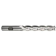 3/8 Dia. x 4-1/4 Overall Length 4-Flute Square End High Speed Steel SE End Mill-Round Shank-Center Cutting -TiN - Americas Industrial Supply