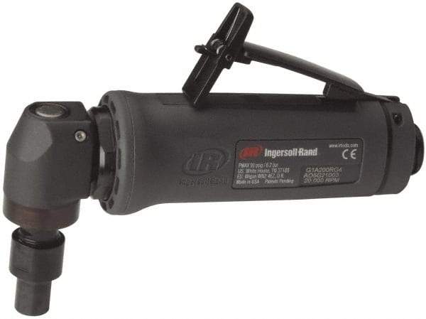 Ingersoll-Rand - 1/4" Collet, Angle Handle, Angle Air Die Grinder - 20,000 RPM, Dual Capable Exhaust, 25 CFM, 0.4 hp - Americas Industrial Supply