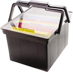 ADVANTUS - 1 Compartment, 17 Inch Wide x 14 Inch Deep x 10-7/8 Inch High, Portable File Box - Plastic, Black - Americas Industrial Supply