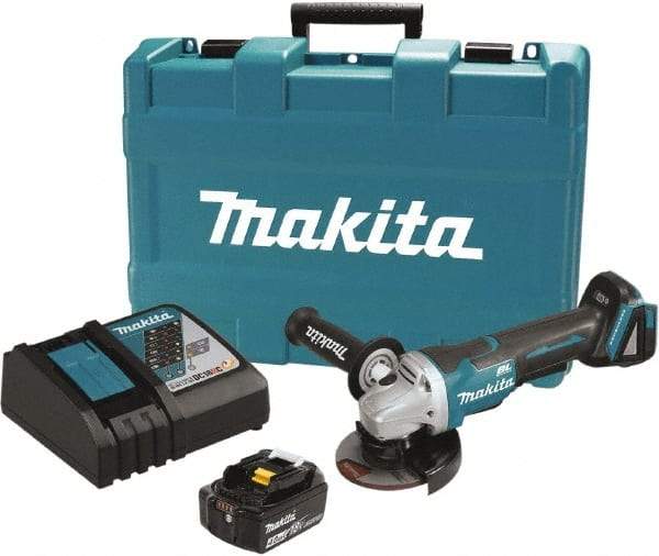 Makita - 4-1/2" Wheel Diam, 8,500 RPM, Cordless Cutoff & Cutoff-Grinder Tool - Straight Handle, Battery Included - Americas Industrial Supply