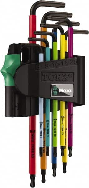 Wera - 9 Piece T8 to T30 Color Coded Torx Key Set - Americas Industrial Supply