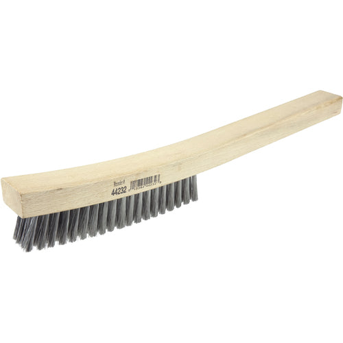 Plater's Brush, Stainless Steel Fill, 4 × 19 Rows, Curved Handle - Americas Industrial Supply