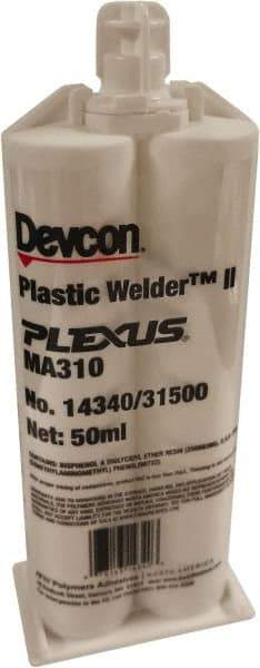 Plexus - 25 mL Cartridge Two Part Adhesive - 3 to 6 min Working Time, 3,000 to 3,600 psi Shear Strength, Series MA 300 - Americas Industrial Supply