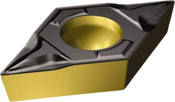 Sandvik Coromant - DCMT32.52 PF Grade 1515 Carbide Turning Insert - TiCN/AI2O3/TiN Finish, 55° Diamond, 3/8" Inscr Circle, 5/32" Thick, 1/32" Corner Radius - Americas Industrial Supply