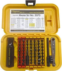 Chapman - 56 Piece, Screwdriver 1/4" Bit Ratchet Bit Set - #1 to #4 Phillips, 0.05 to 5/16" Hex, T6 to T30 Torx - Americas Industrial Supply