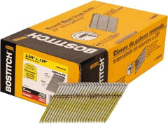 Stanley Bostitch - 11 Gauge 0.12" Shank Diam 2-3/8" Long Framing Nails for Power Nailers - Steel, Galvanized Finish, Smooth Shank, Angled Stick Wire Collation, Round Head, Diamond Point - Americas Industrial Supply