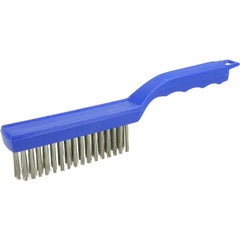 Hand Wire Scratch Brush, .012 Stainless Steel Fill, 4 × 16 Rows, Plastic Block - Americas Industrial Supply