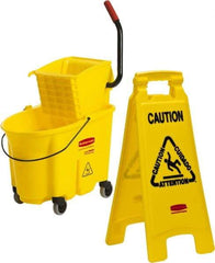 Rubbermaid - 35 Qt Plastic Bucket & Wringer - 20.1" Long x 17.4" High x 15.7" Wide, Yellow - Americas Industrial Supply