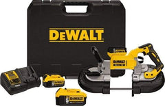 DeWALT - 20 Volt, 490 SFPM Cordless Portable Bandsaw - 5" (Round) & 5 x 5" (Rectangle) Cutting Capacity, Lithium-Ion Battery Included - Americas Industrial Supply